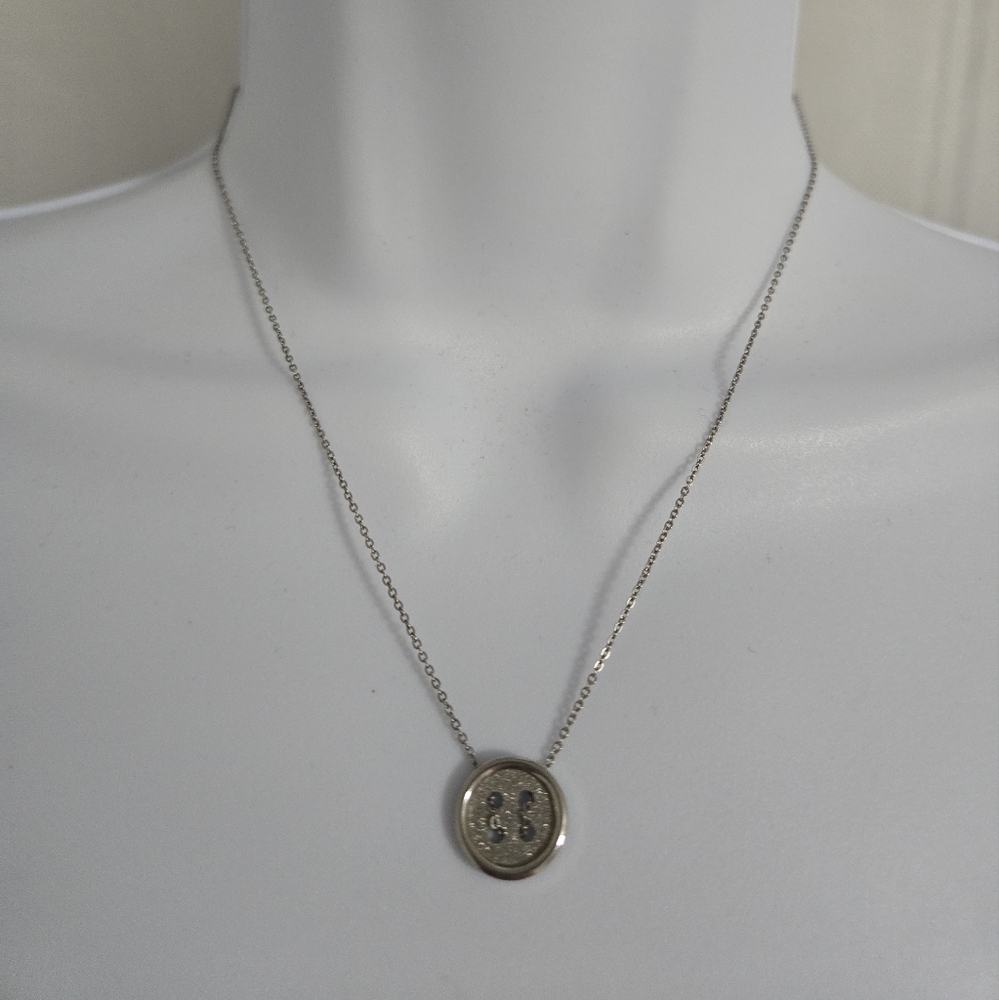 Elegant Silver Button Pendant Necklace